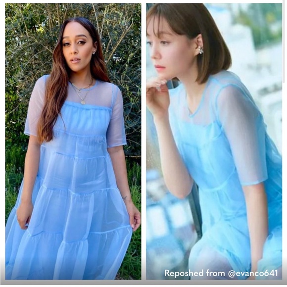 STAUD Hyacinth Sheer Maxi Dressing French Blue - Picture 6 of 7